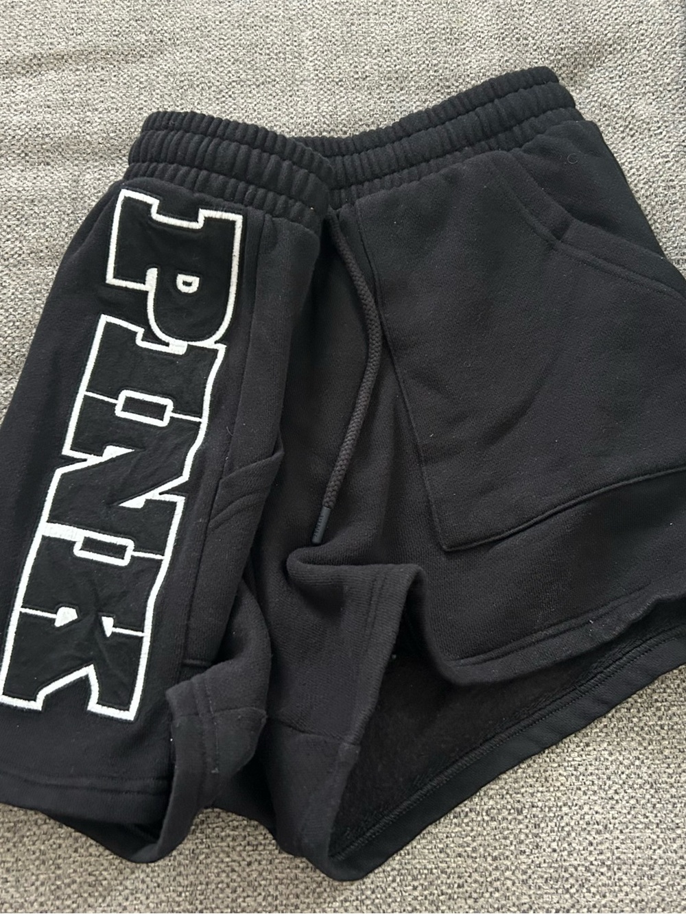 PINK Victoria's Secret Black Shorts with White Side PINK Logo